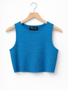 Spago Collection Blue Acrylic Knit Crop Tank (196)